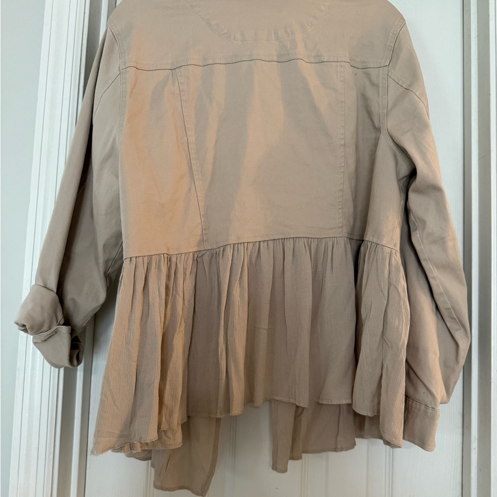 Torrid Tan Utility Jacket with Feminine Flare - Picture 2 of 8